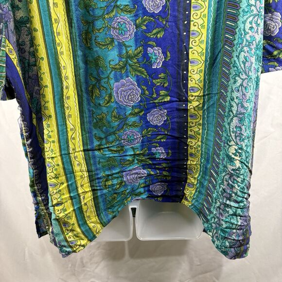Vintage Bentley Plus Women's 20 Boho Rayon Button-Up Shirt Floral Festival Top - Picture 14 of 16
